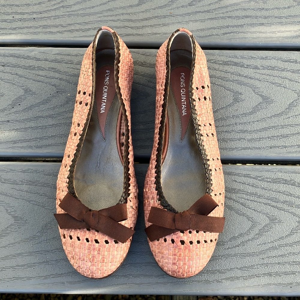 Pons Quintana Leather Ballet Slippers Pink Size EU 37.5/US 7